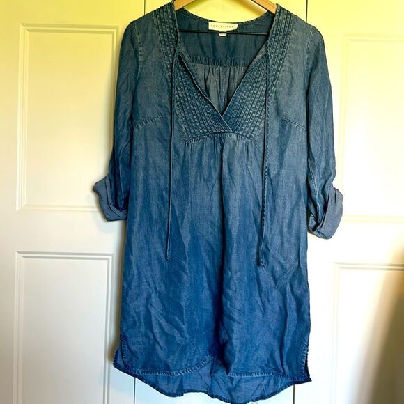 Love Stitch Dresses & Skirts - Love Stitch Denim Pintuck Tencel Dress